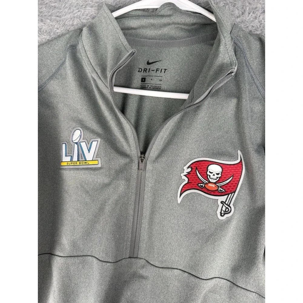 Nike Tampa Bay Buccaneers Super Bowl LIV 1/4 Zip Pullover Men Small Gray Dri-Fit